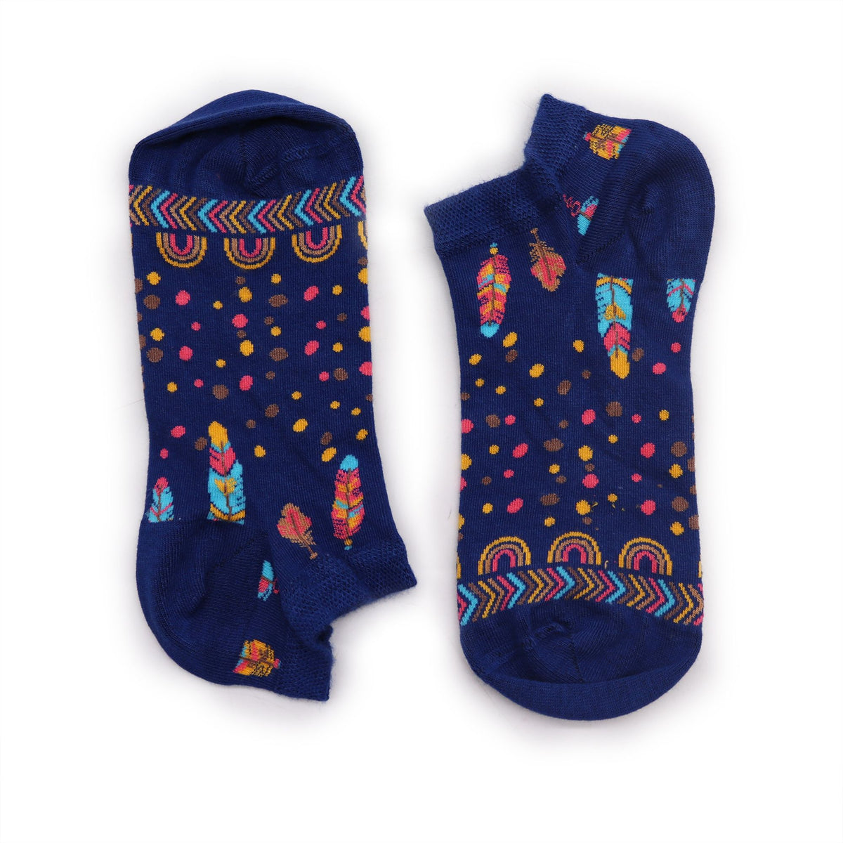 Hop Hare Bamboo Low Trainer Socks - Indian Feathers – view 4