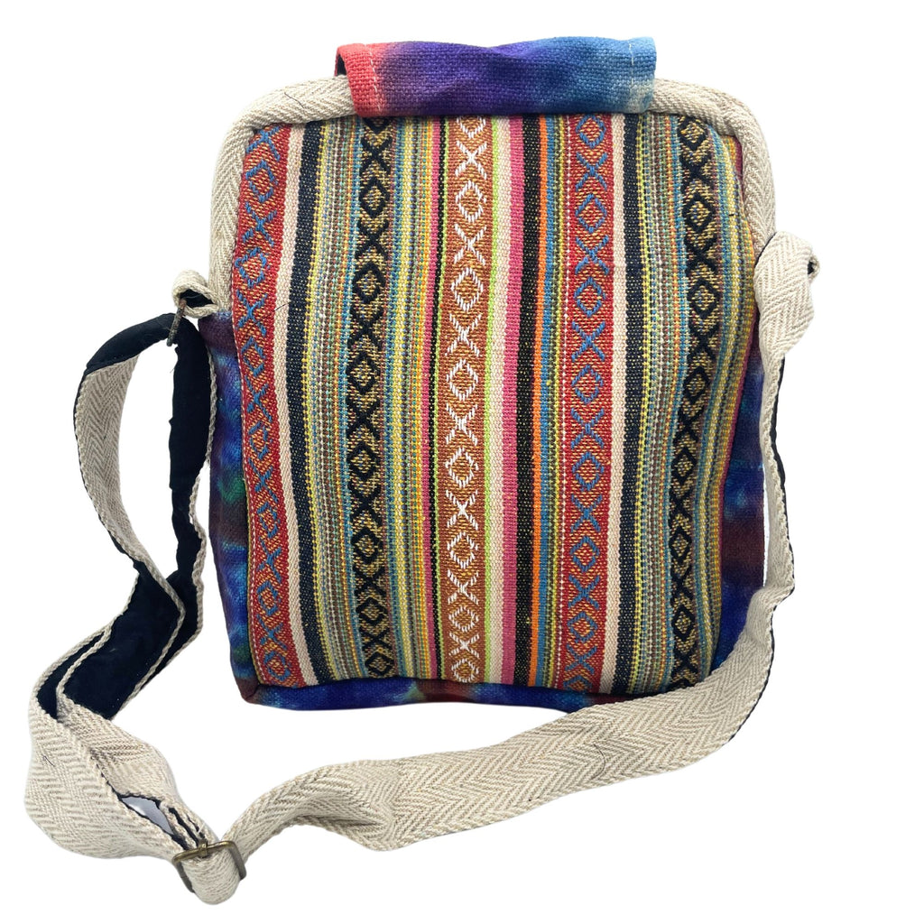 Tie-Dye Hemp Messenger Bag - Two Zips & Flap – view 3
