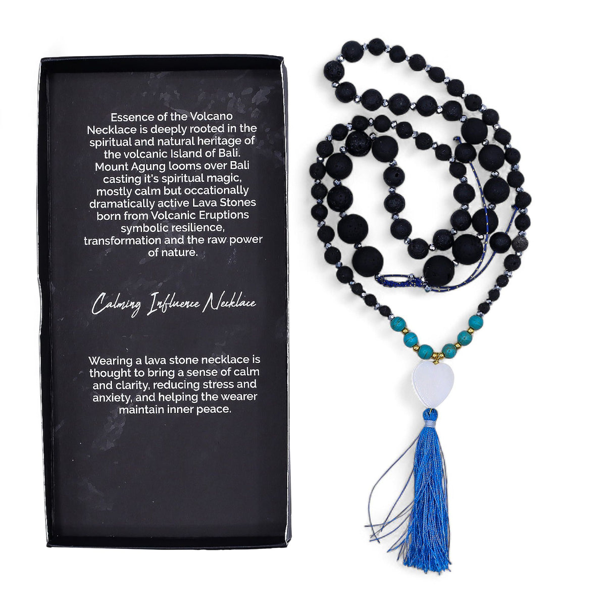 Lava Stone Necklace with Turquoise Beads - Calming Influence