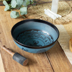 Large Aluminium Singing Bowl - Double Dorje Design, Blue (27cm) – view 4