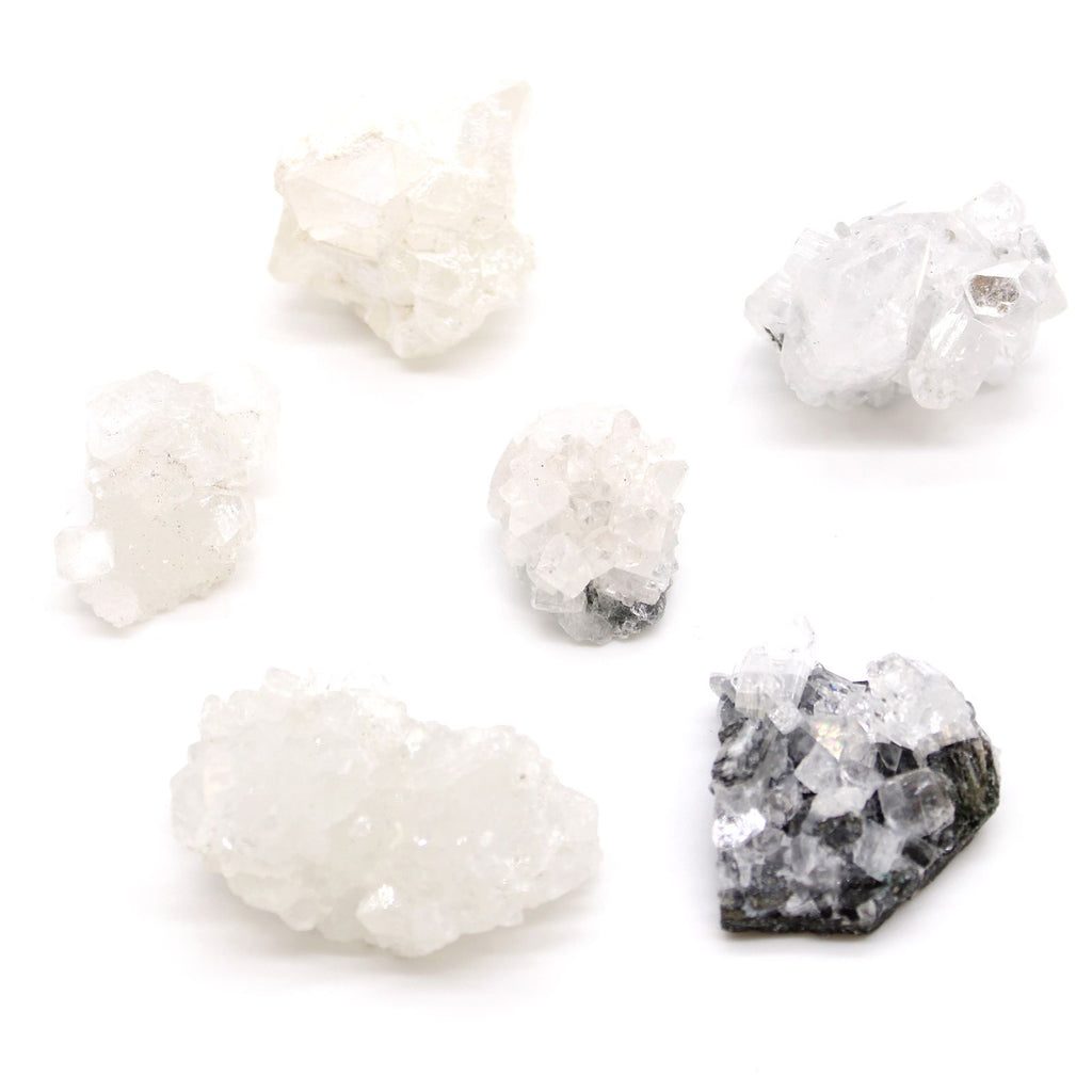 White Apophyllite Cluster Specimens 20-30mm, Set of 6 – view 2