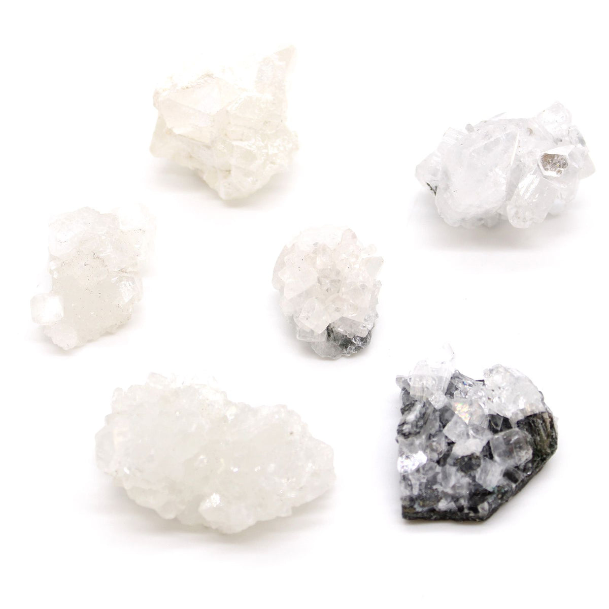 White Apophyllite Cluster Specimens 20-30mm, Set of 6 – view 2