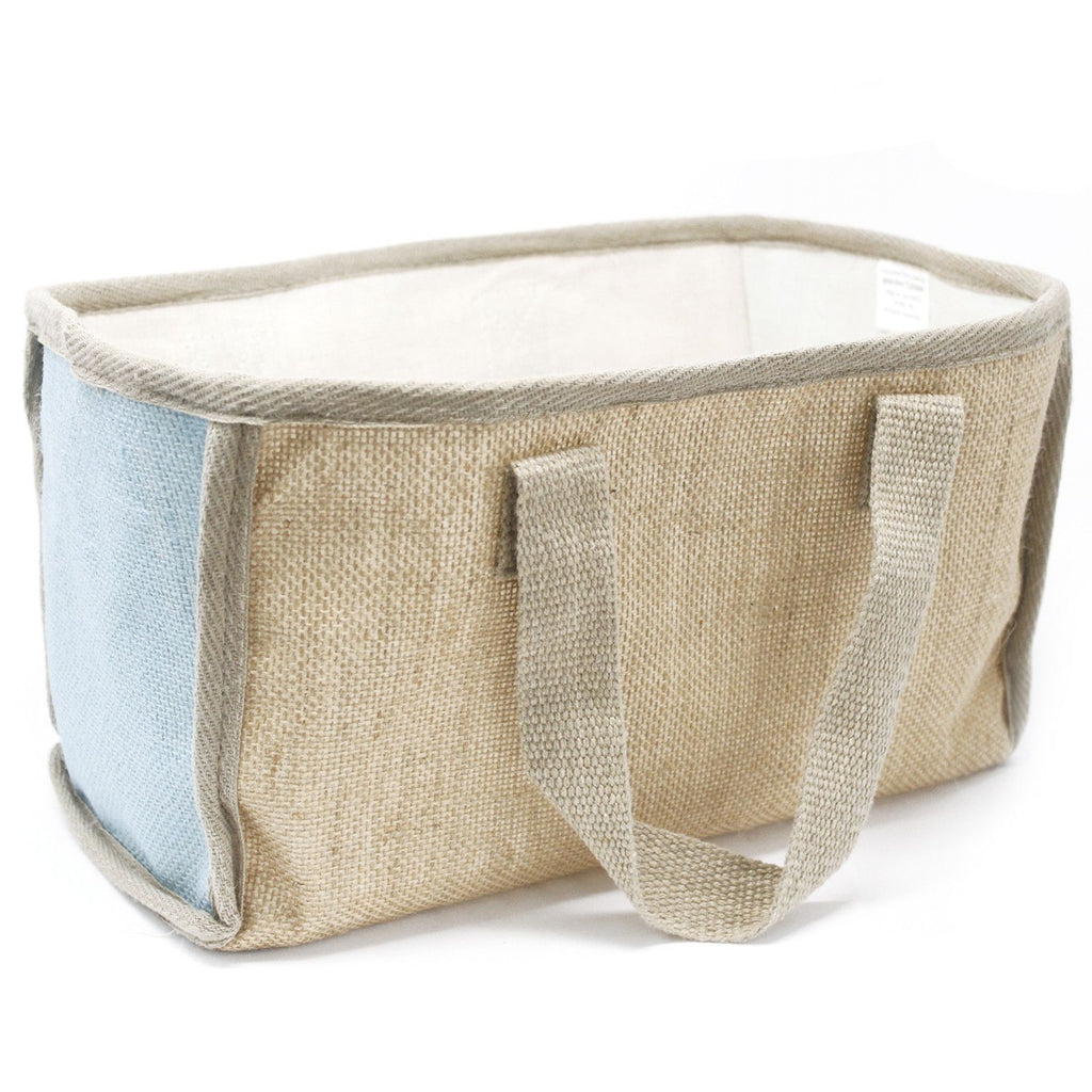 Large Jute Shopping Basket 33x18x20cm Teal
