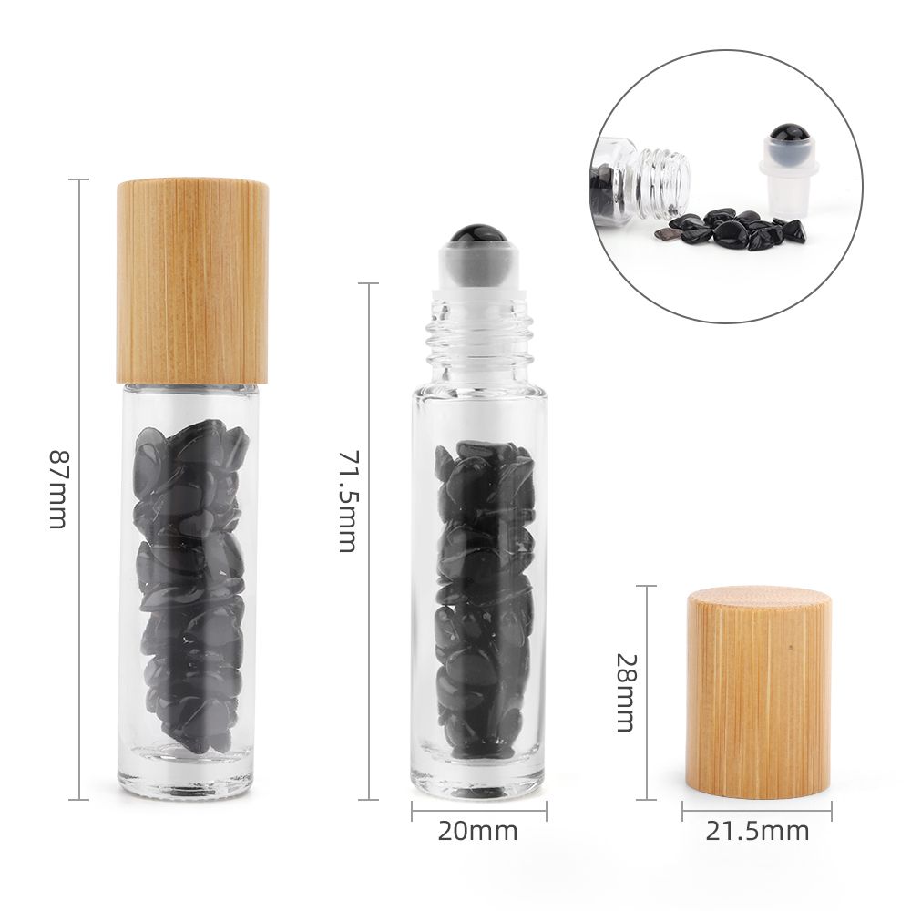 Black Tourmaline Roller Bottle with Wooden Cap, 5ml, 8.8cm – view 2