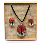 Tree of Life Pressed Flower Jewellery Set - Coral – view 2