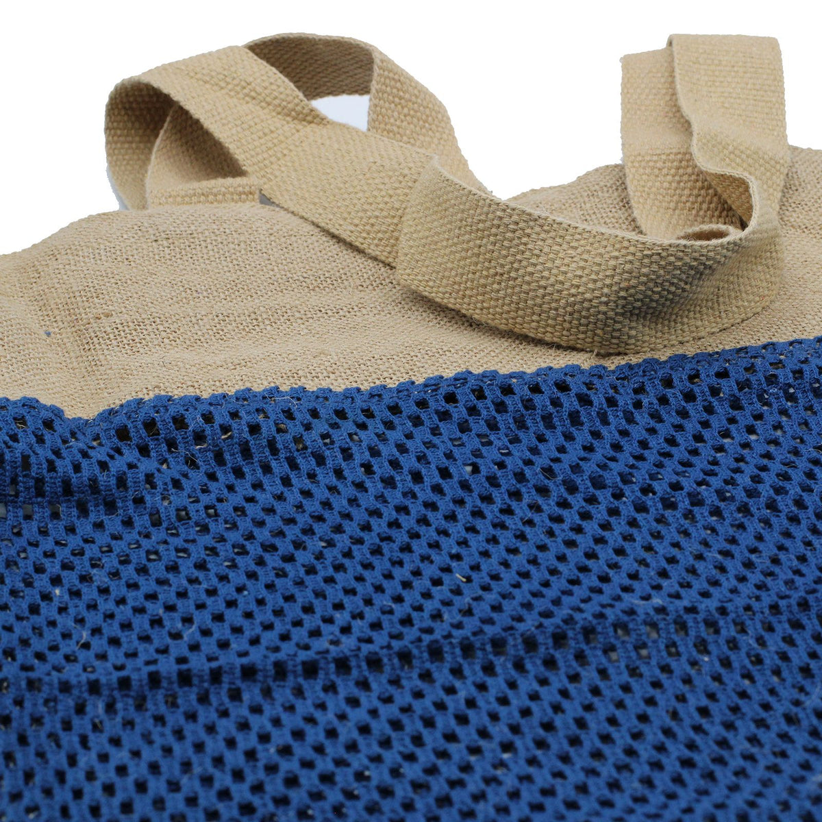 Cotton and Jute Mesh Shopping Bag, Denim