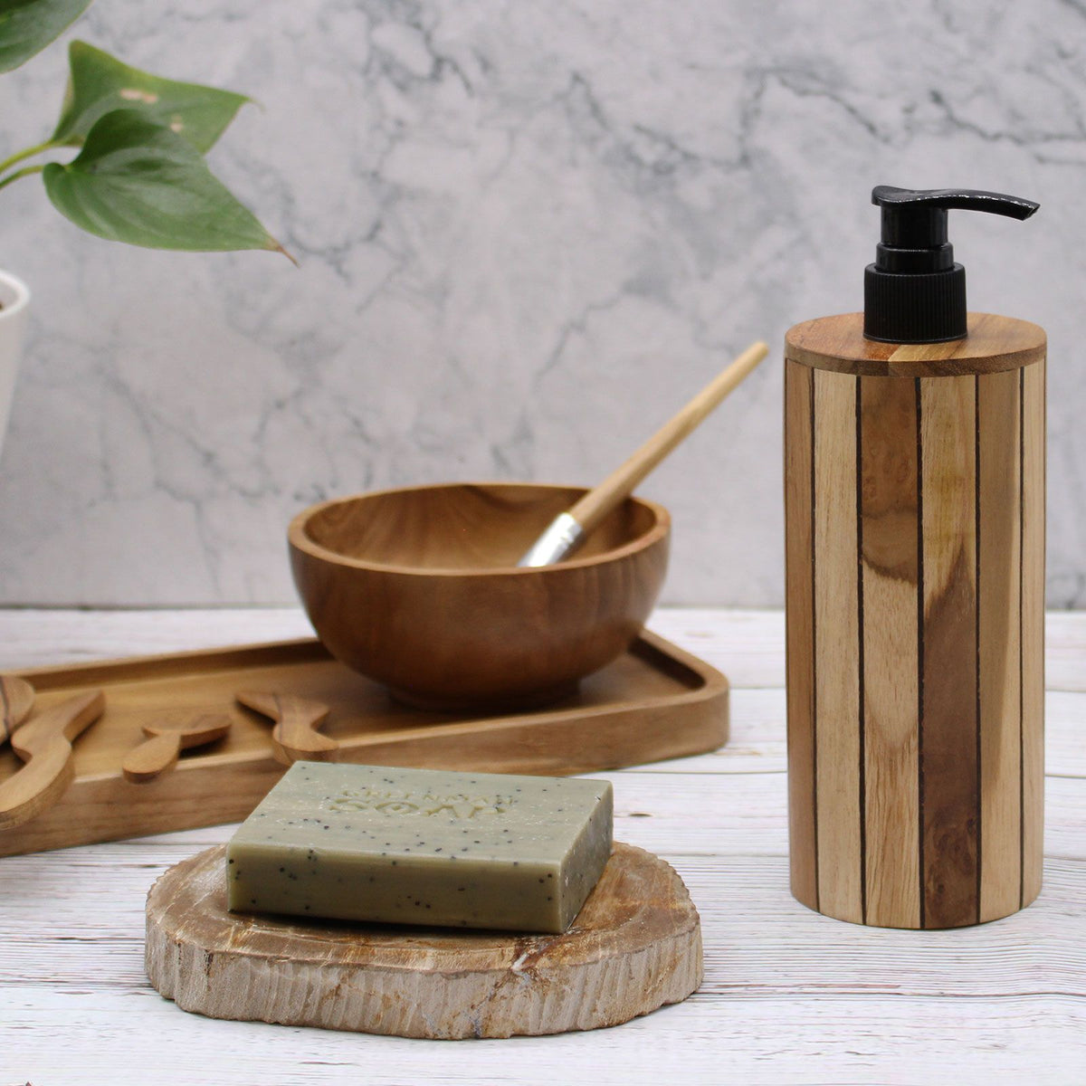 Natural Teakwood Soap Dispenser - Round – view 8