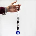 Black Tourmaline and Selenite Hanging Pendant with Evil Eye – view 2