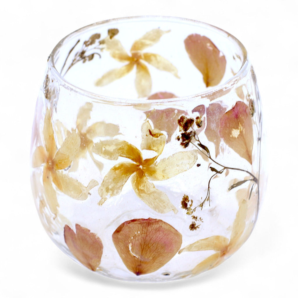 Natural Floral Glass Straight Candle Holder - Rosa 8x8cm – view 10