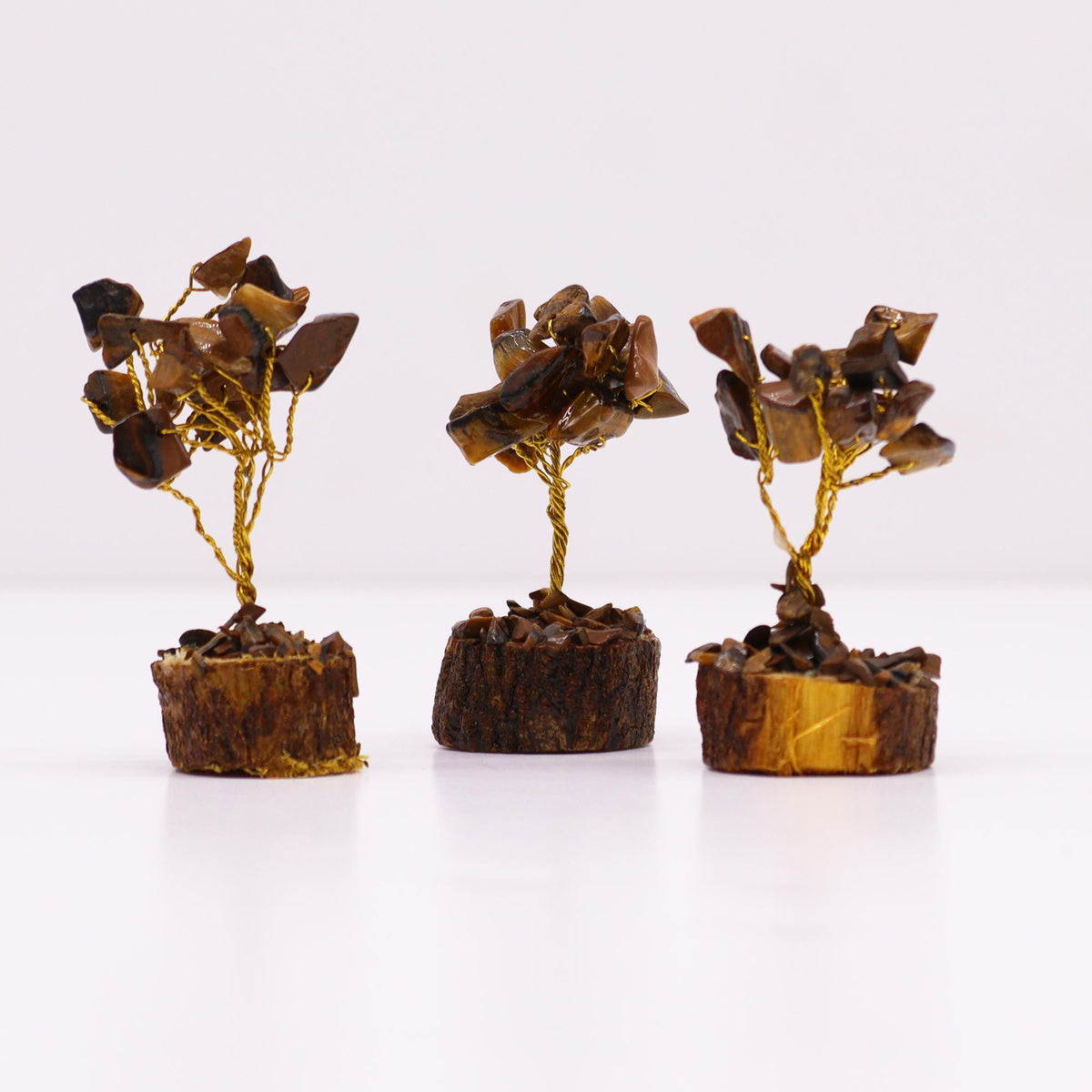 Tiger Eye Mini Gemstone Tree on Wood Base, 15 Stones – view 5