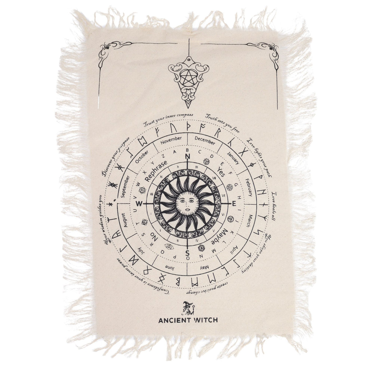 Ancient Witch Sun Face Pendulum Cloth - Natural & Black
