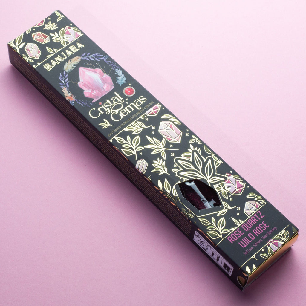 Wild Rose Incense Sticks with Rose Quartz Chips