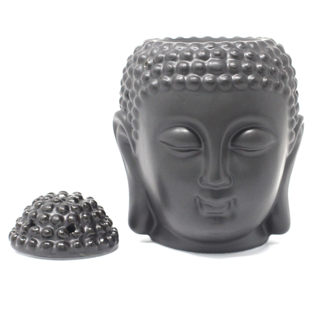 Buddha Head Ceramic Oil Burner - Black – view 4