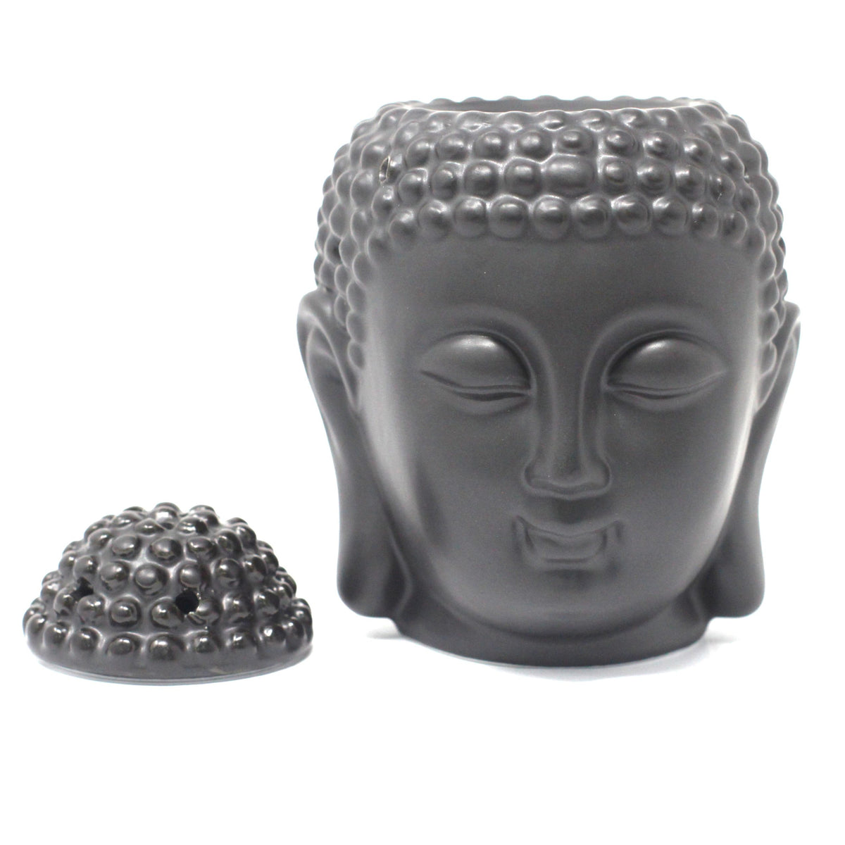 Buddha Head Ceramic Oil Burner - Black – view 4