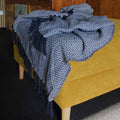 Navy Zigzag Cotton Throw with Tassels – 125 x 150 cm