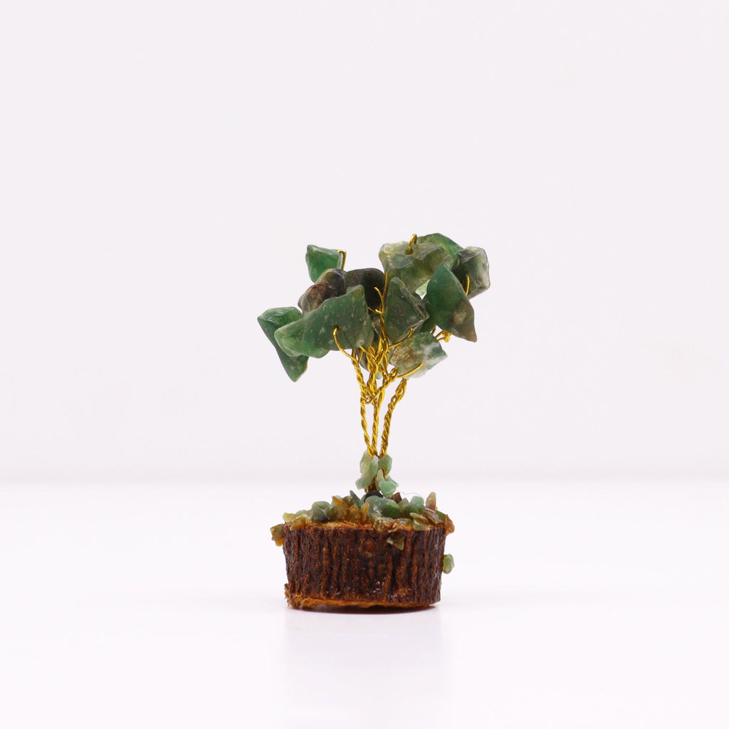 Green Aventurine Mini Gemstone Tree on Wood Base, 15 Stones – view 2