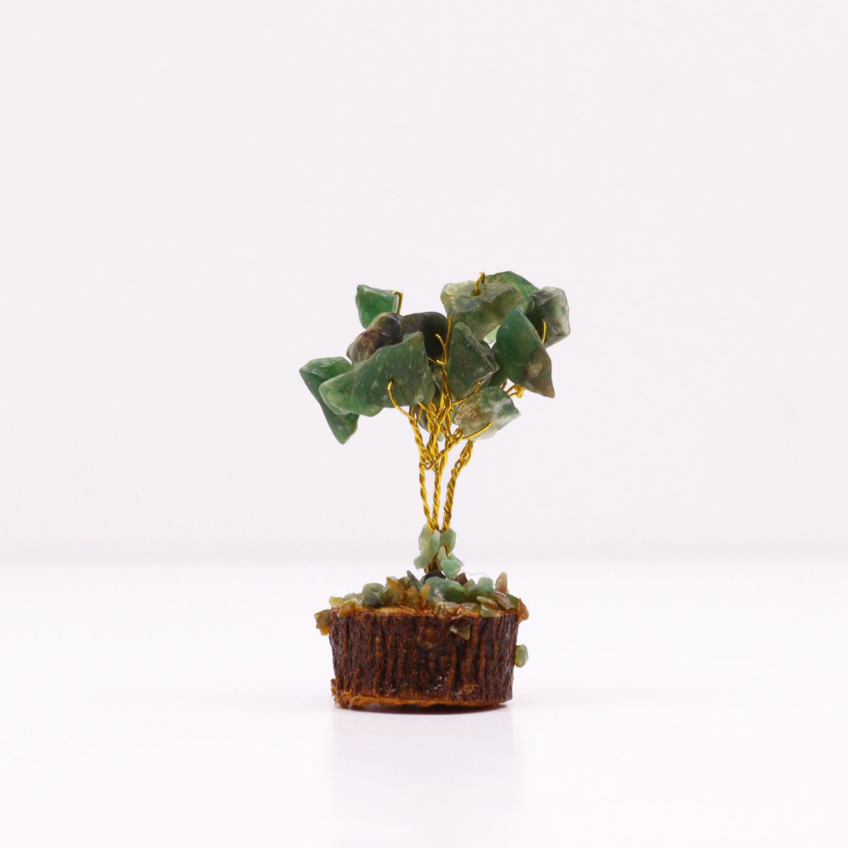Green Aventurine Mini Gemstone Tree on Wood Base, 15 Stones – view 2