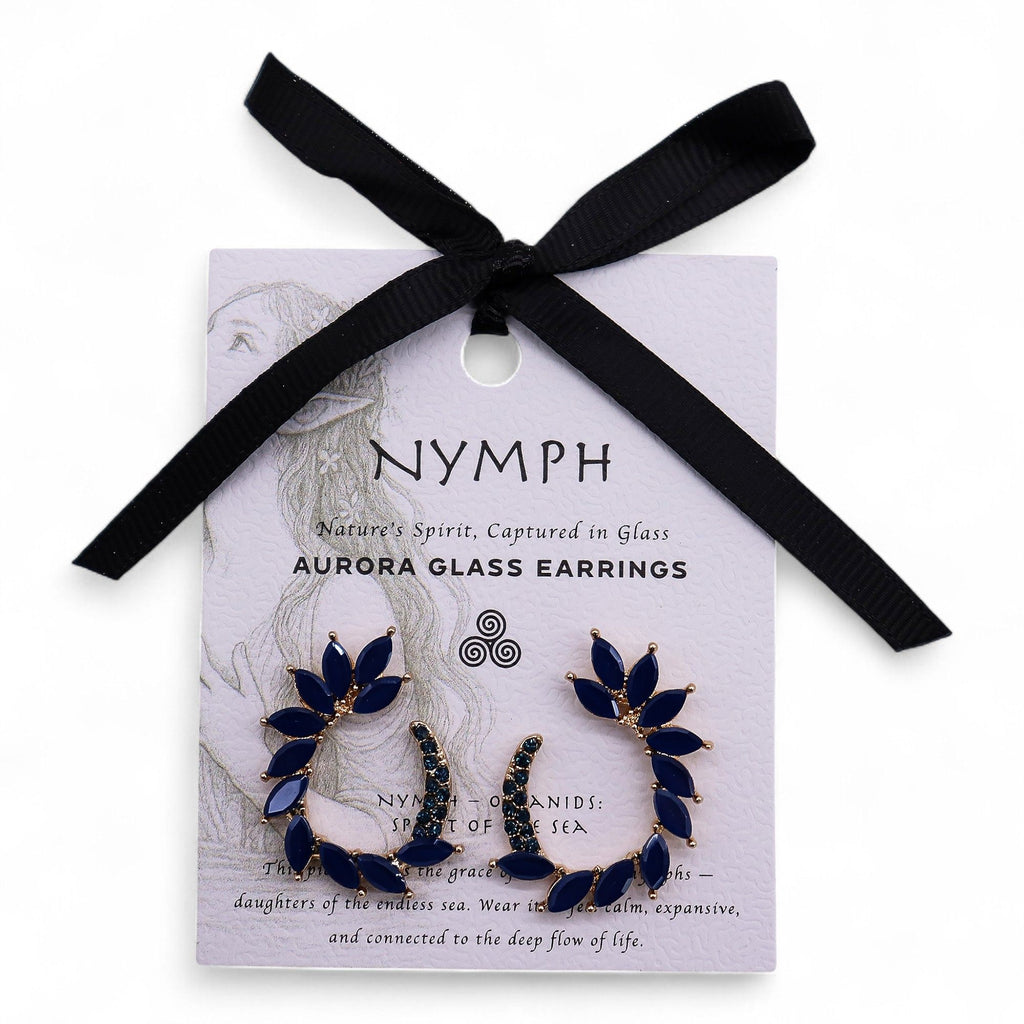 Nymph Royal Blue Loop Vintage Glass Earrings – view 7