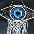 Medium Macrame Evil Eye Dream Catcher - Blue, White & Black