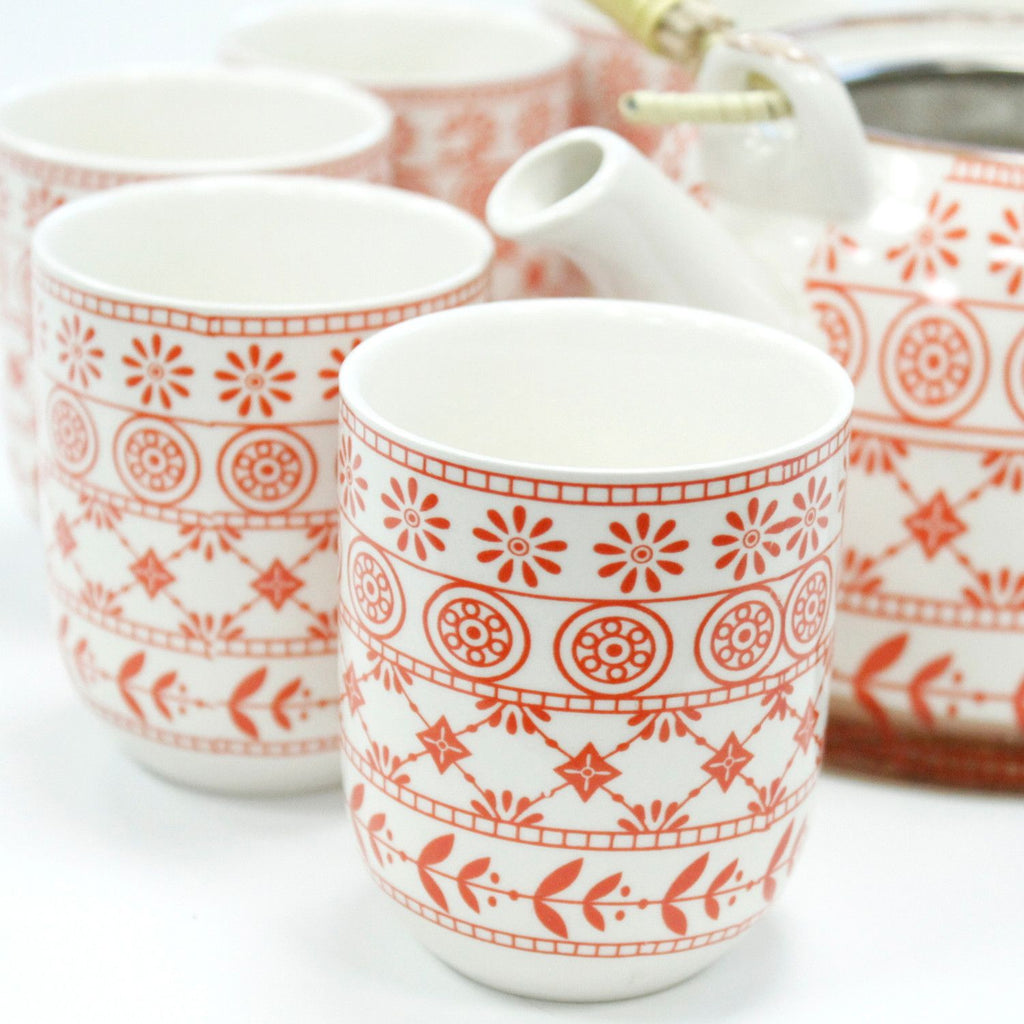 Ceramic Herbal Teapot Set with 6 Cups - Amber