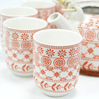 Ceramic Herbal Teapot Set with 6 Cups - Amber