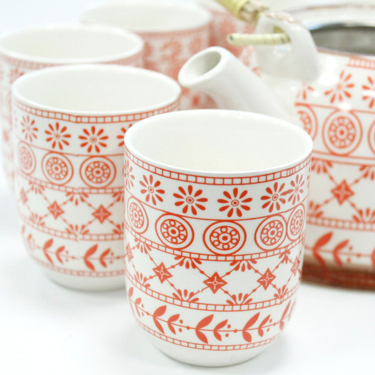 Ceramic Herbal Teapot Set with 6 Cups - Amber