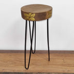 Albasia Wood Plant Stand - Natural & Gold Detail – view 5