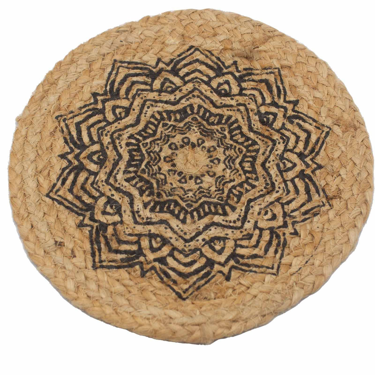 Jute Place Mat, Mandala Print, 30cm