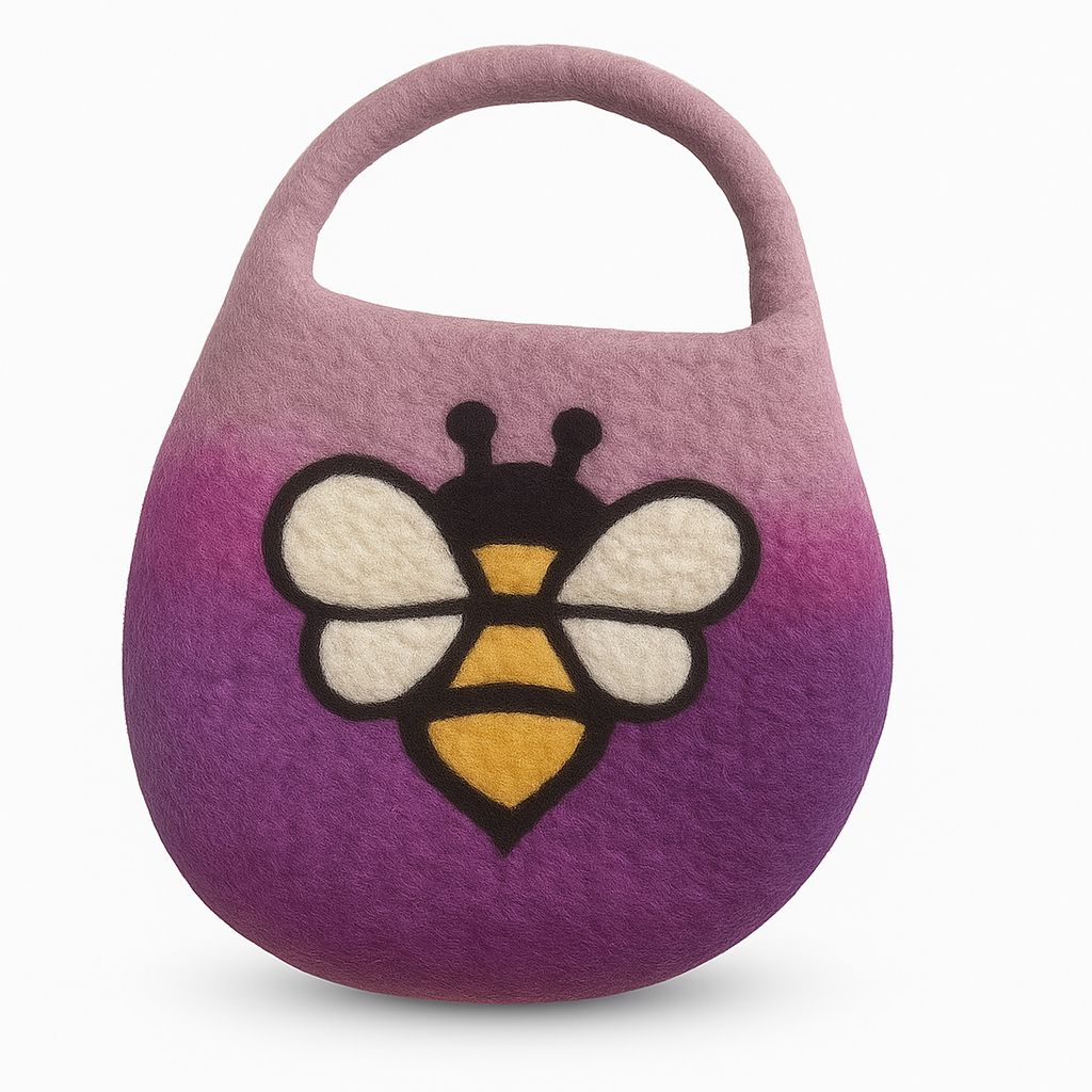 Water Felted Bee Bag - Lavender Shades, One Handle