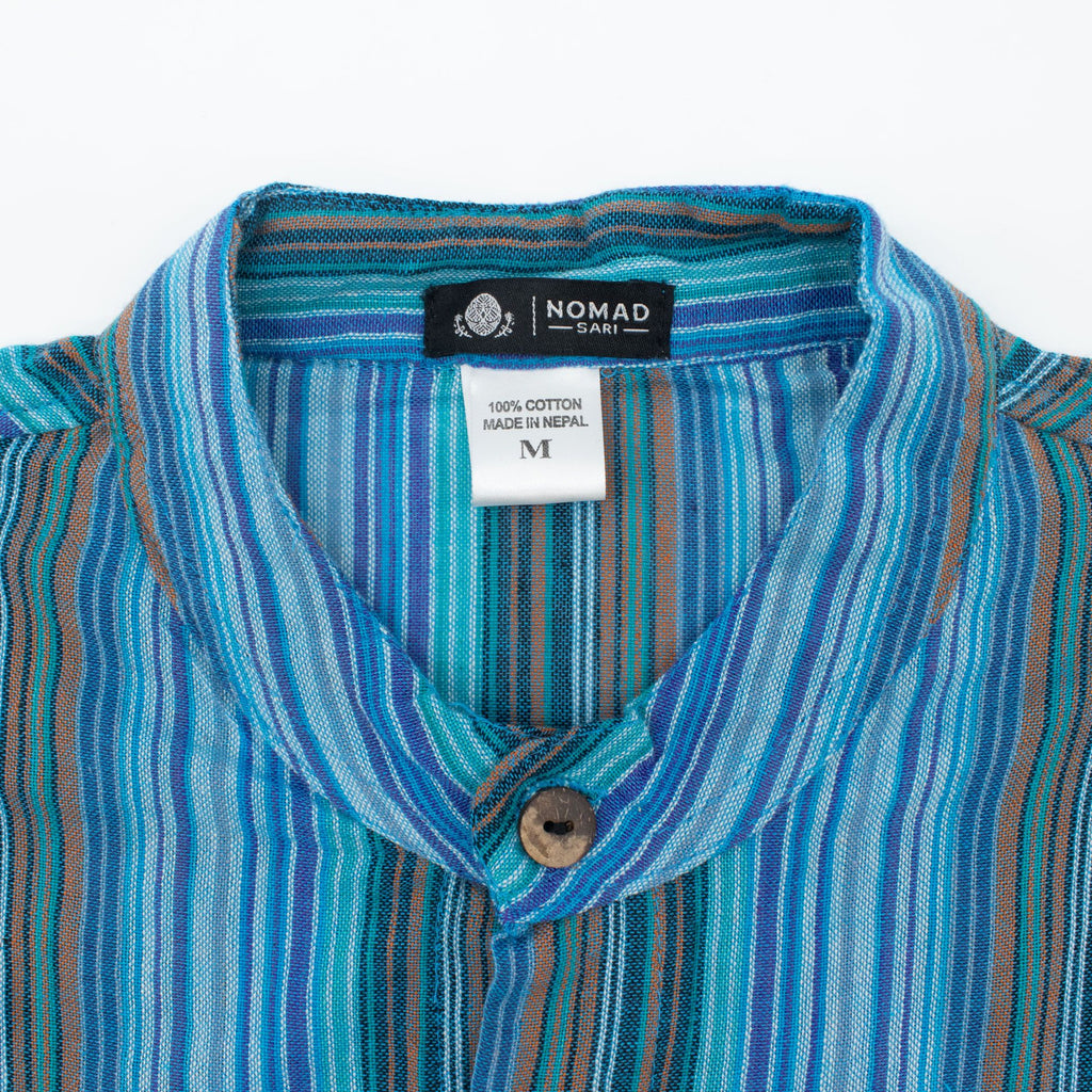 Nomad Sari Grandad Shirt - Turquoise - Large – view 5