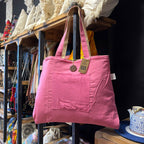 Reversible Jute and Cotton Big Bag in Pink – view 4