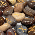 Fancy Jasper Rune Set in Cotton Pouch