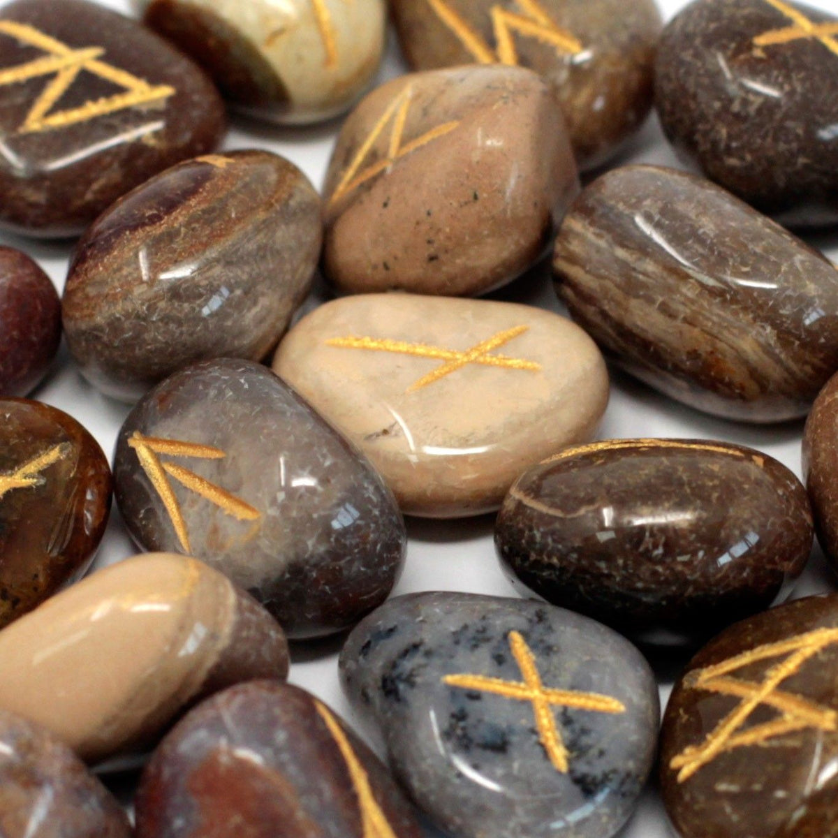 Fancy Jasper Rune Set in Cotton Pouch