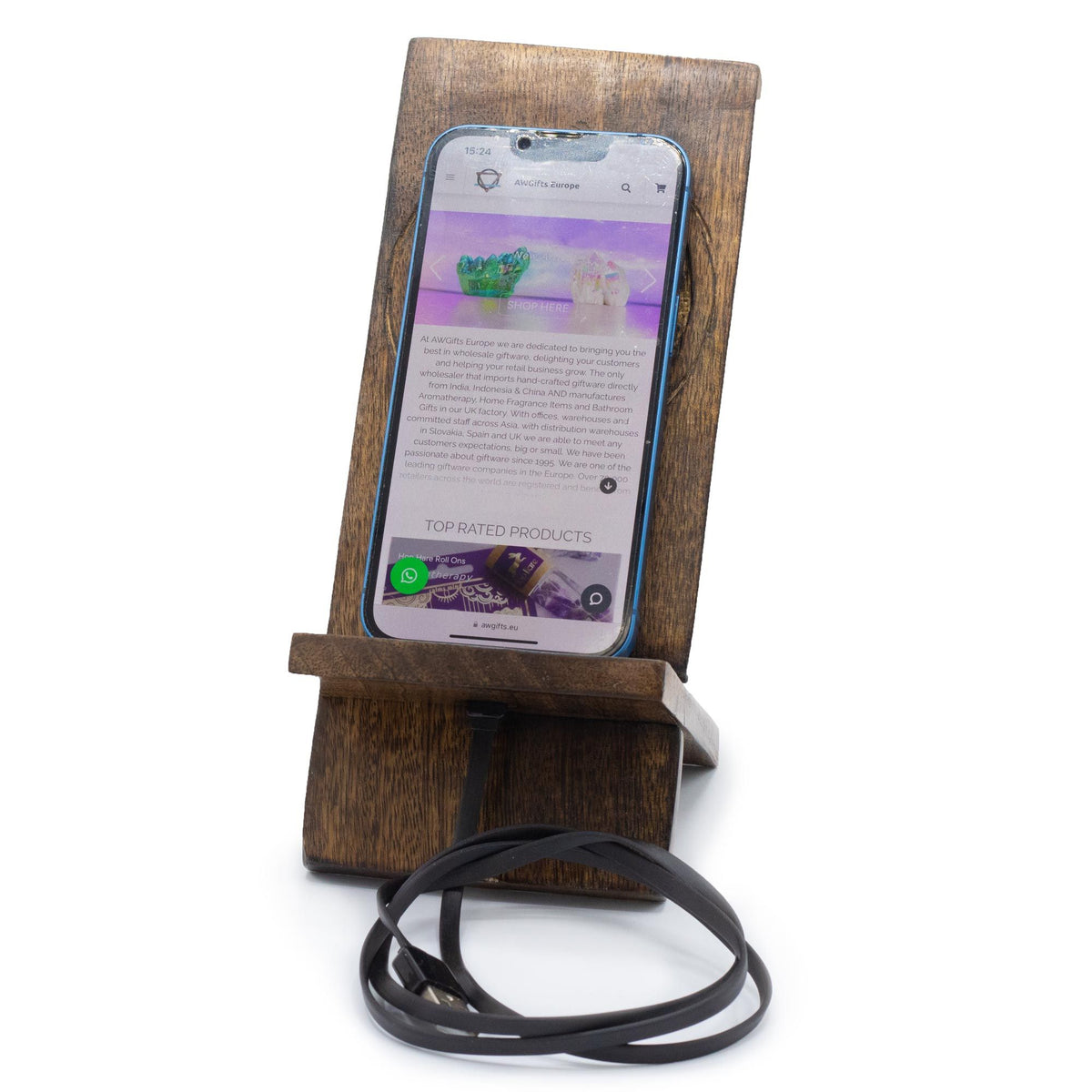 Mango Wood Carved Phone Stand - Buddha