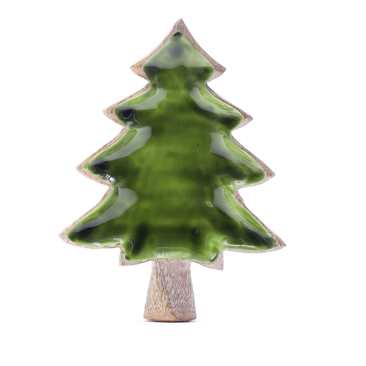 Green Enamel Tree Wooden Bowl - 25 x 19 cm – view 10
