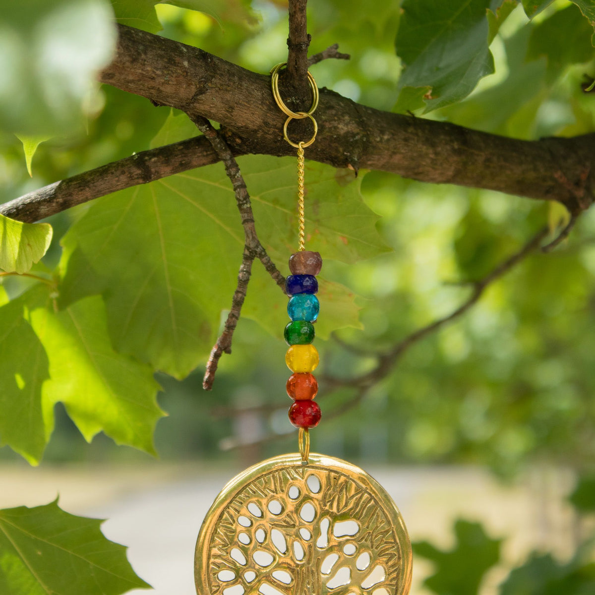 Brass Tree of Life Wind Chime with Chakra Beads, 6.5x31cm – view 4