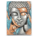 Buddha Painting, Silver & Rose Gold Flower - 75 x 55cm