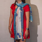 Nomad Sari Aqua Fish Scarf in Sea Blue, 180x50cm – view 2