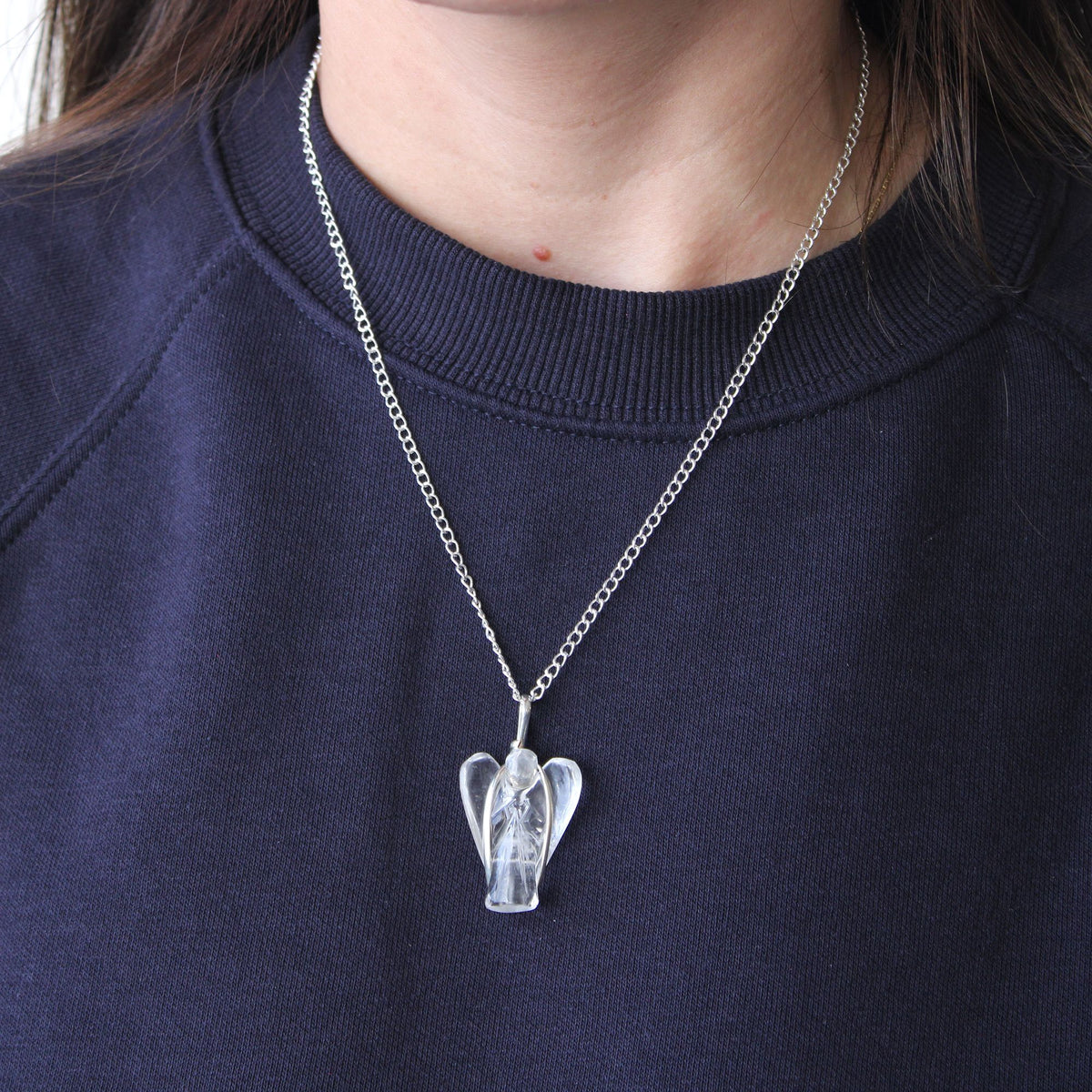 Black Agate Guardian Angel Gemstone Pendant Necklace – view 6