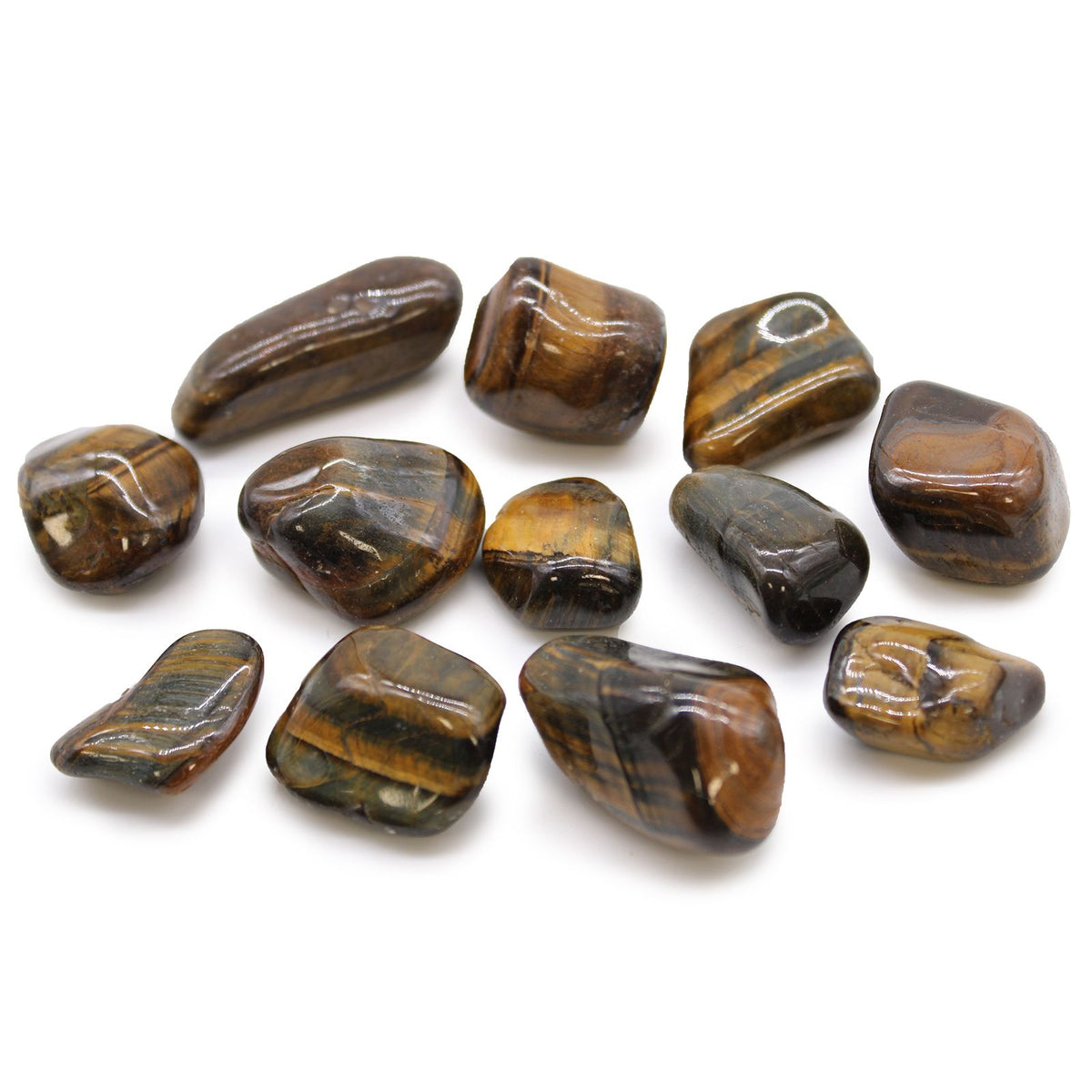 Variegated Tiger's Eye Medium Tumble Stones - Bag of 12