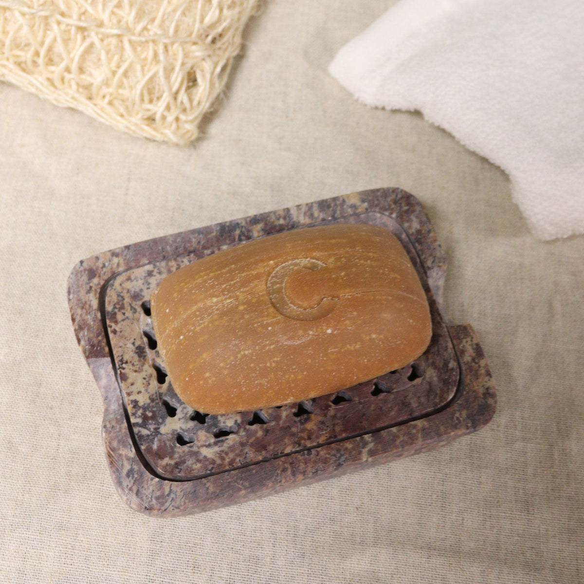 Soapstone Soap Dish & Drainer, Square – view 2