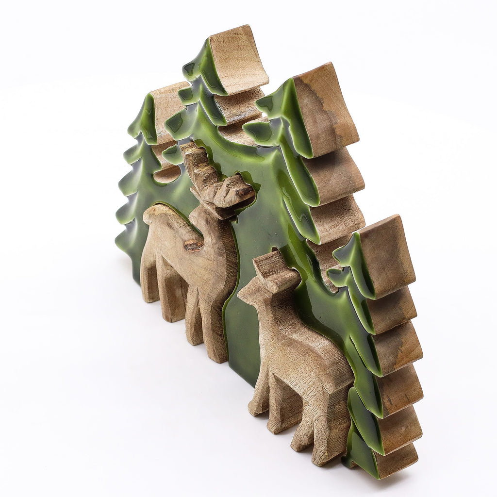 Two Deer in the Forest Wooden Decoration - 18 x 23 cm – view 6