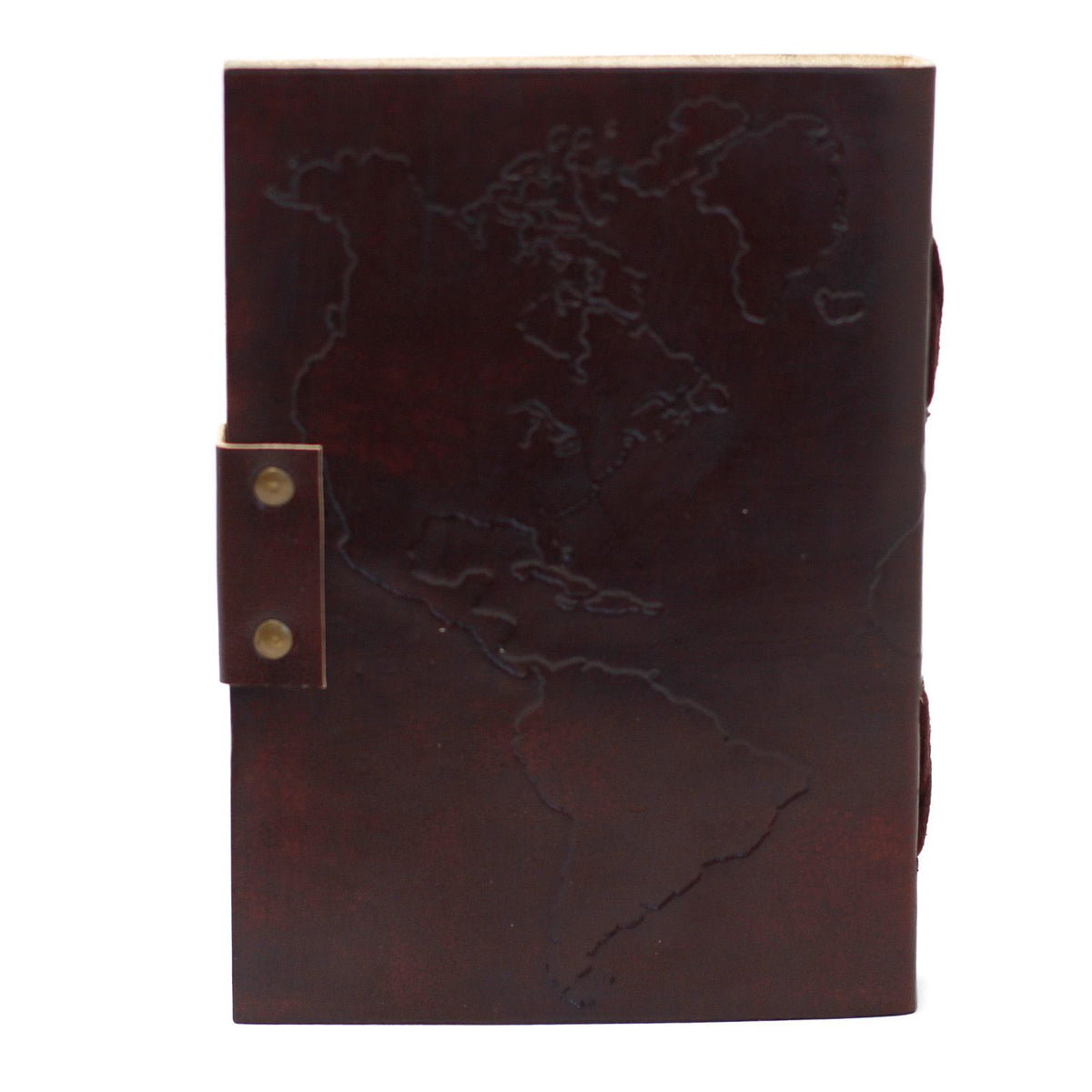 Leather World Map Notebook, Stitched – 13x17.5 cm – view 4