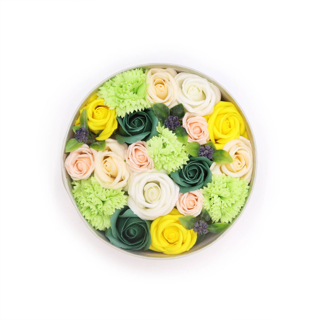 Round Soap Flower Gift Box - Spring Yellow & Green