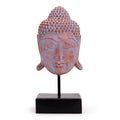 Large Buddha Head Statue on Stand, Blue Copper