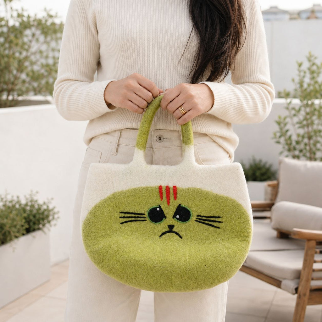 Large Grumpy Cat Felted Bag with Felt Handles – view 4