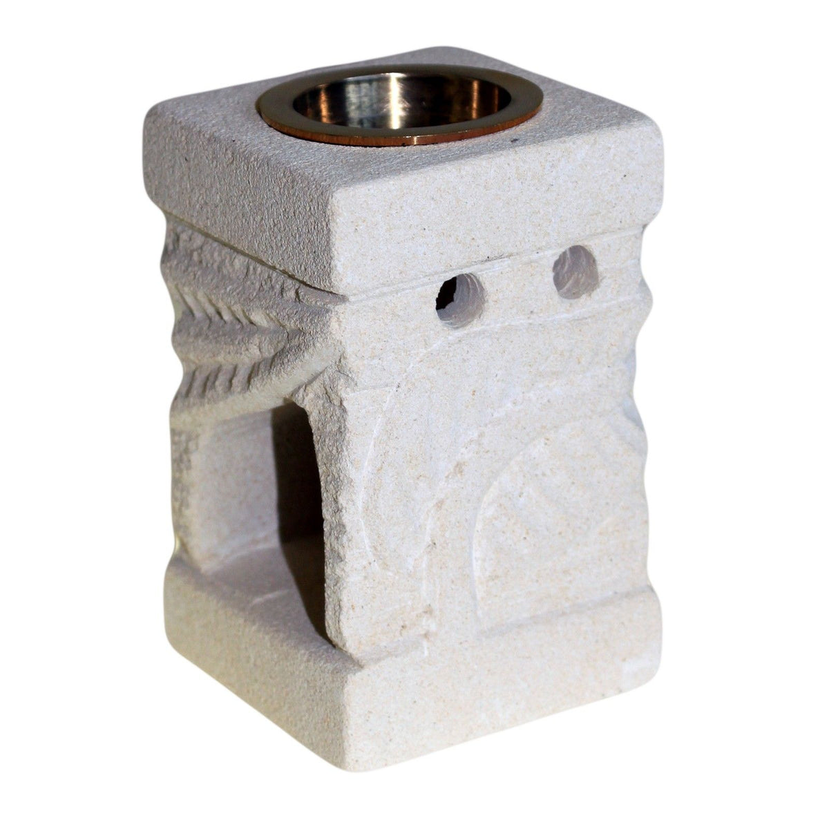 Carved Sandstone Oil Burner - Leaf Design