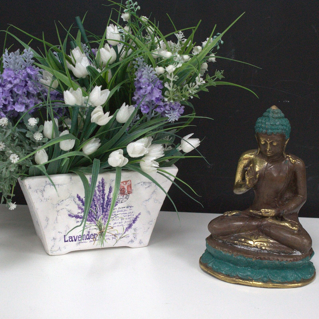 Brass Sitting Buddha Statue – Medium, Hand Raised – view 3