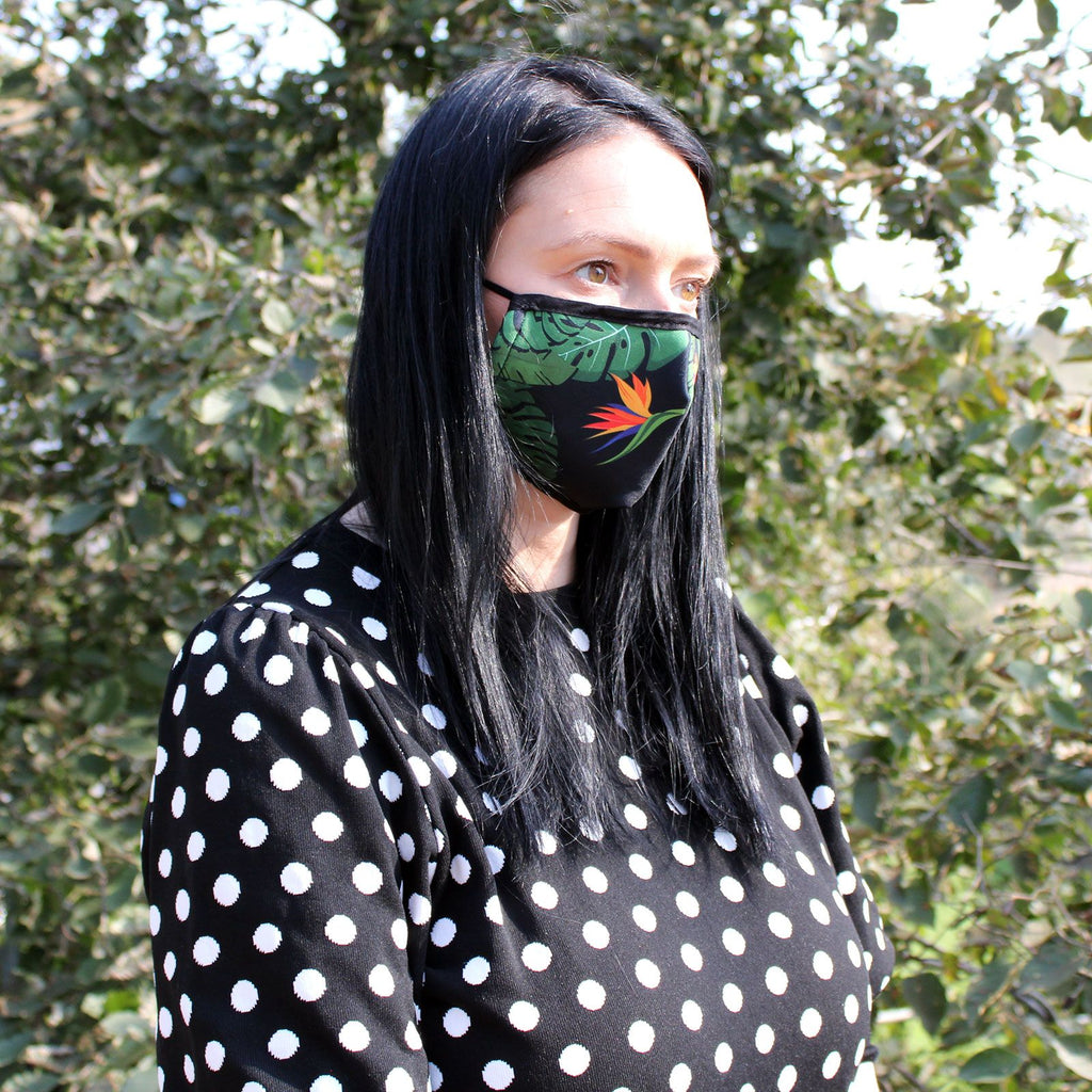Reusable Fashion Face Covering - Green Jungle Print – view 4