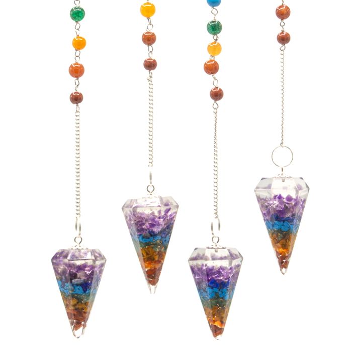 Orgonite Pendulum with Chakra Design – view 3